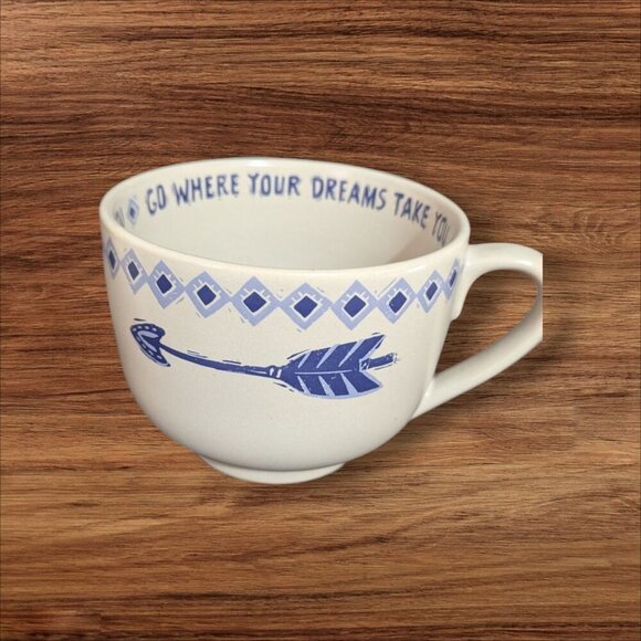 Primitives By Kathy "Go Where Your Dreams Lead You Ceramic Mug With Arrow &  lea - Picture 1 of 9